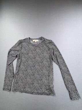 Michael Kors Black and White Long Sleeve Printed Blouse